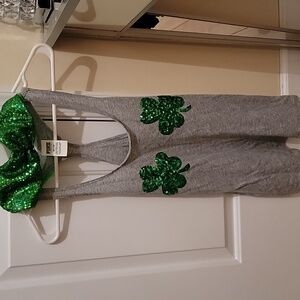 PINK Victoria's Secret Gray Tank Top With Green Sequin Shamrocks. XS. Bralette S